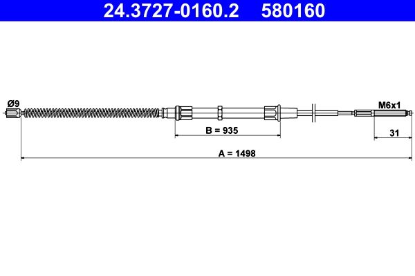 ATE Cable Pull, parking brake 24.3727-0160.2