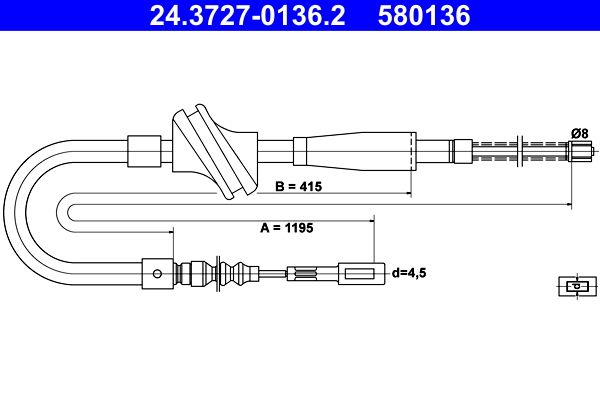 ATE Cable Pull, parking brake 24.3727-0136.2