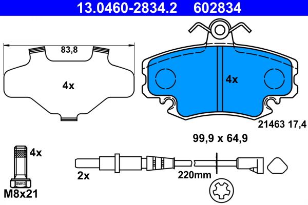 ATE Brake Pad Set, disc brake 13.0460-2834.2