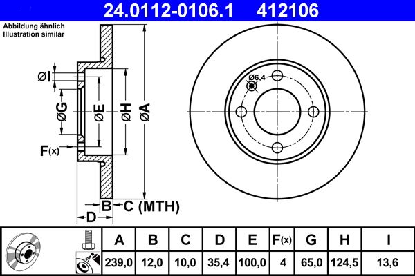 ATE Brake Disc 24.0112-0106.1