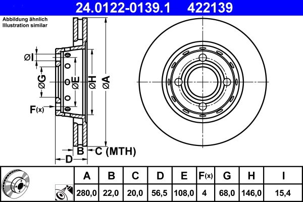 ATE Brake Disc 24.0122-0139.1