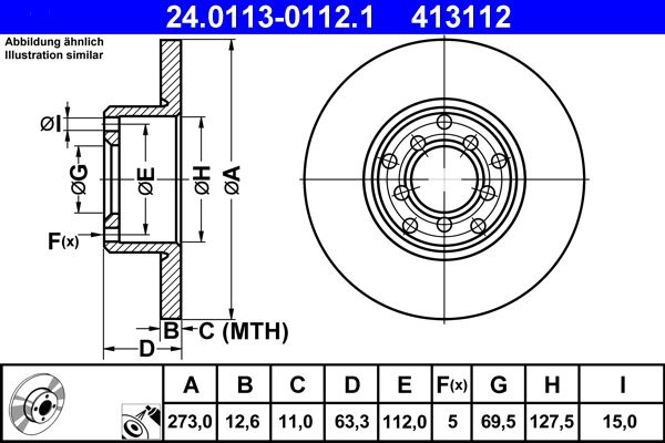 ATE Brake Disc 24.0113-0112.1