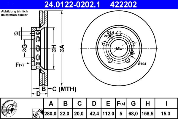 ATE Brake Disc 24.0122-0202.1