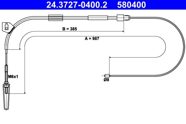 ATE Cable Pull, parking brake 24.3727-0400.2