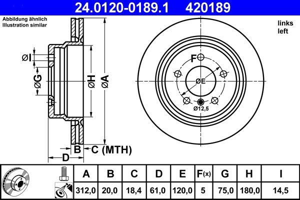 ATE Brake Disc 24.0120-0189.1