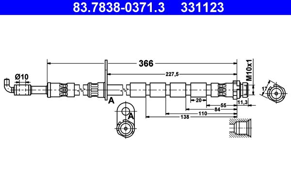 ATE Brake Hose 83.7838-0371.3