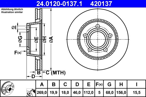 ATE Brake Disc 24.0120-0137.1