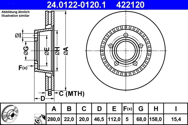 ATE Brake Disc 24.0122-0120.1