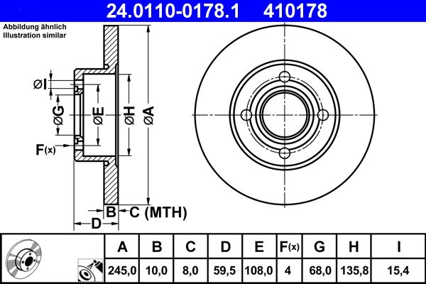 ATE Brake Disc 24.0110-0178.1
