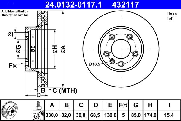 ATE Brake Disc 24.0132-0117.1