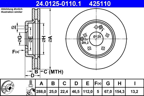 ATE Brake Disc 24.0125-0110.1