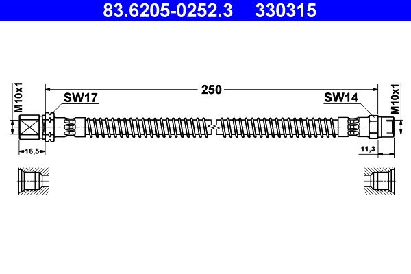 ATE Brake Hose 83.6205-0252.3