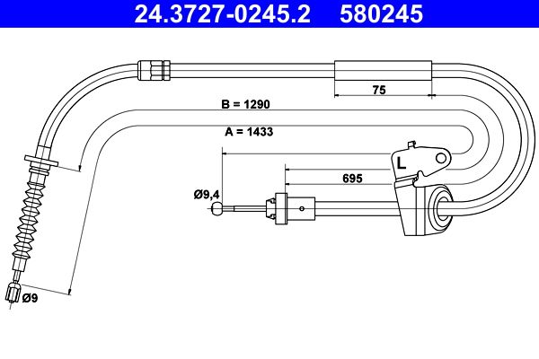 ATE Cable Pull, parking brake 24.3727-0245.2