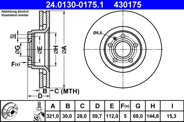 ATE Brake Disc 24.0130-0175.1