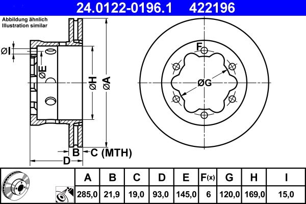 ATE Brake Disc 24.0122-0196.1