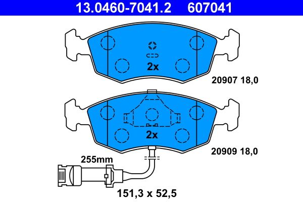 ATE Brake Pad Set, disc brake 13.0460-7041.2