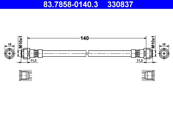 ATE Brake Hose 83.7858-0140.3