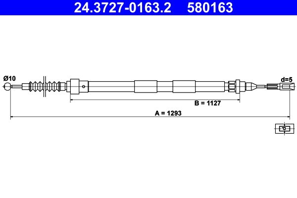 ATE Cable Pull, parking brake 24.3727-0163.2