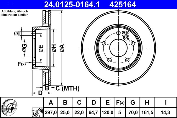 ATE Brake Disc 24.0125-0164.1