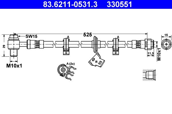 ATE Brake Hose 83.6211-0531.3