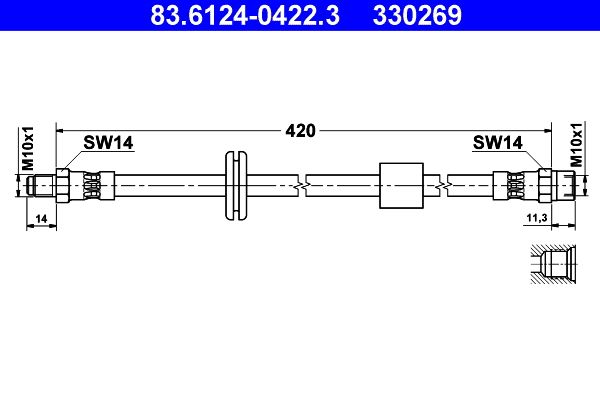 ATE Brake Hose 83.6124-0422.3