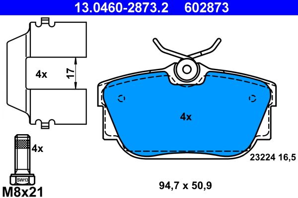 ATE Brake Pad Set, disc brake 13.0460-2873.2