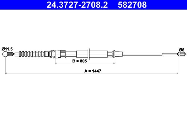 ATE Cable Pull, parking brake 24.3727-2708.2