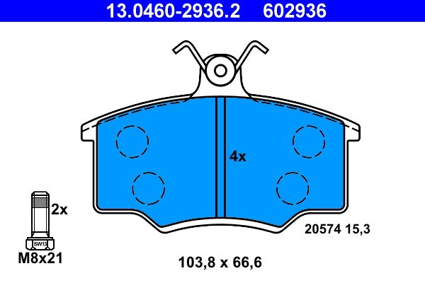 ATE Brake Pad Set, disc brake 13.0460-2936.2