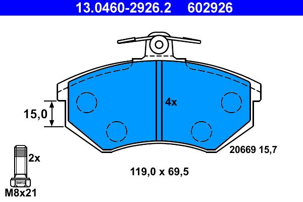 ATE Brake Pad Set, disc brake 13.0460-2926.2