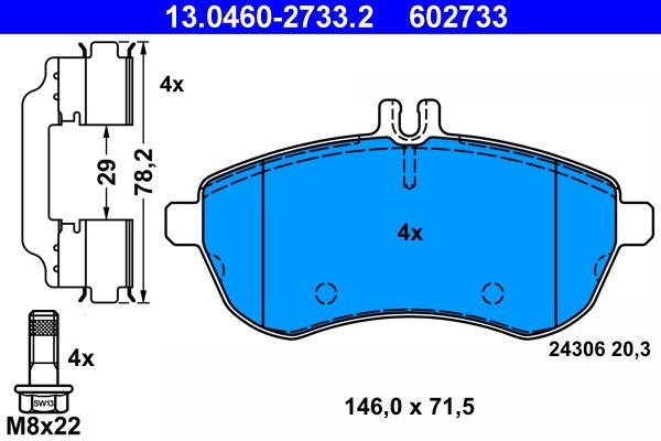 ATE Brake Pad Set, disc brake 13.0460-2733.2