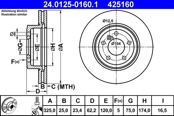 ATE Brake Disc 24.0125-0160.1