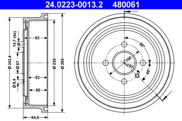 ATE Brake Drum 24.0223-0013.2