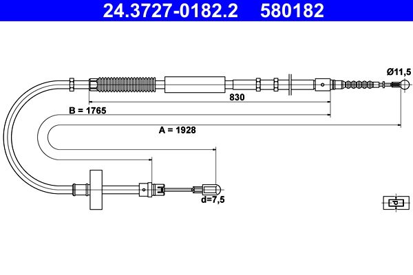 ATE Cable Pull, parking brake 24.3727-0182.2