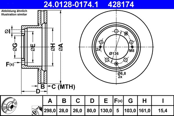 ATE Brake Disc 24.0128-0174.1