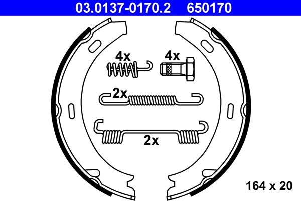 ATE Brake Shoe Set, parking brake 03.0137-0170.2