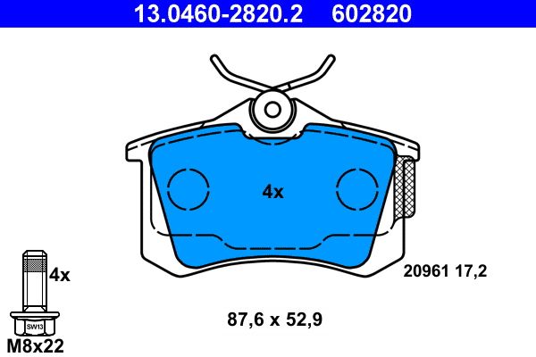 ATE Brake Pad Set, disc brake 13.0460-2820.2