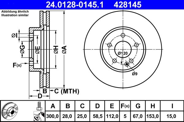 ATE Brake Disc 24.0128-0145.1
