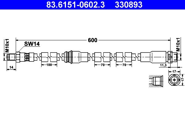 ATE Brake Hose 83.6151-0602.3
